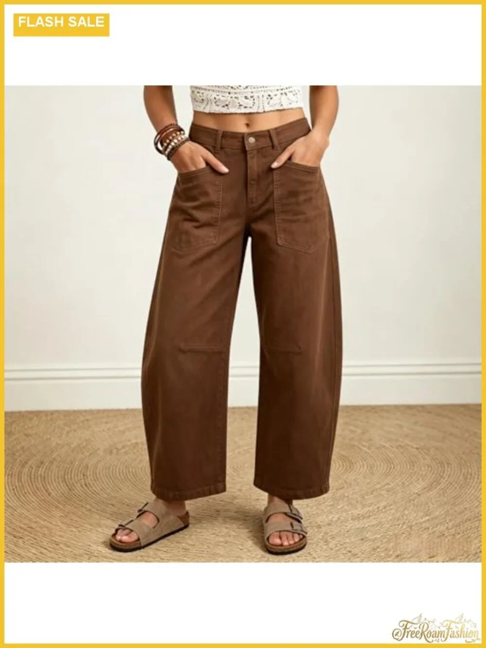 Women's Stretchy Cropped Baggy Barrel Jeans Mid Rise Boyfriend Denim Pants